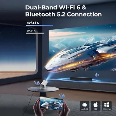 Sınır Ötesi Bestseller hy300pro Tüp Projektör Ev Tipi Android 11 Bluetooth 4K HD Taşınabilir Projeksiyon Makinesi Fabrika - 4