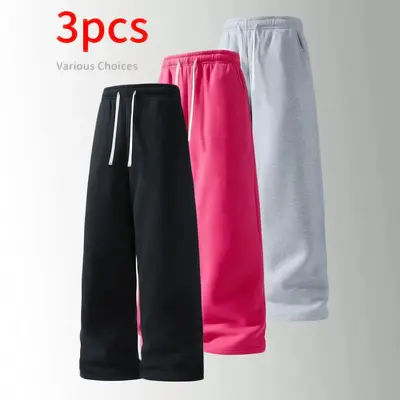 Wide-Leg Autumn-Winter Sweatpants, 3-Piece Set, Loose Fit - 7