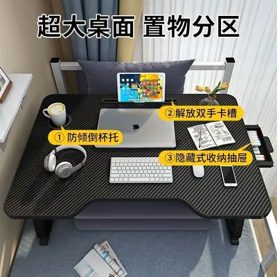 Foldable Study Desk with Large Tabletop, Bedroom - 3