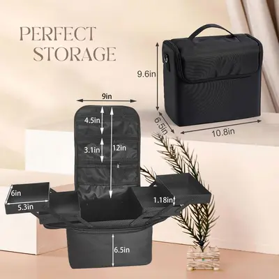 Foldable Large-Capacity Portable Makeup Bag with Multi-Layer Storage - 3