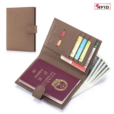 Pasaport çantası gerçek deri ultra ince RFID cüzdan - 8
