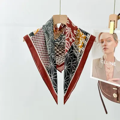 70cm Small Square Imitation Silk Satin Women's Scarf with Letter Print - 11