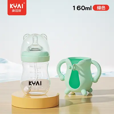 Babyflasche mit breitem Hals, Silikonhülle, stoßfestes Glas - 8