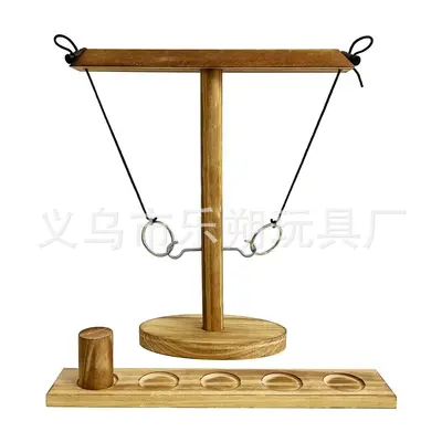 Ring Toss Games Wooden Toy Bar Family Desktop Hook and Loop Ring Toss Game