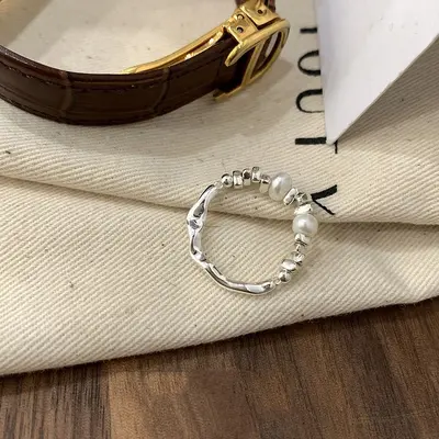 Textured Snap Ring for Women, Adjustable, Color-Fast - 7