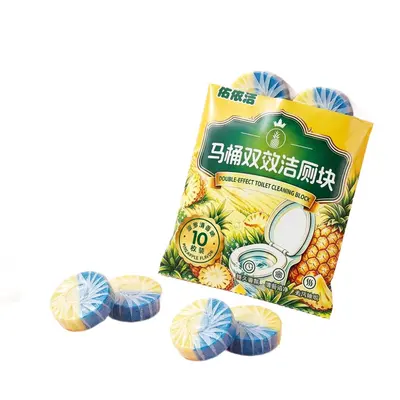 Youyijie Pineapple Scent Toilet Cleaning Block Blue Bubble Descaling Deodorizing Long-Lasting Fragrance Cleaner 50g*10 pcs