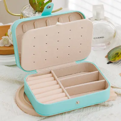 Cross-border simple portable jewelry box travel jewelry storage bracelet jewelry earring storage jewelry box ready for sale - 11