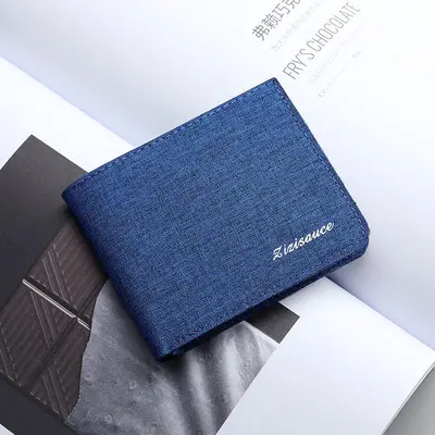 Men's Ultra-Thin Canvas Short Wallet with Driver's License Slot - 9