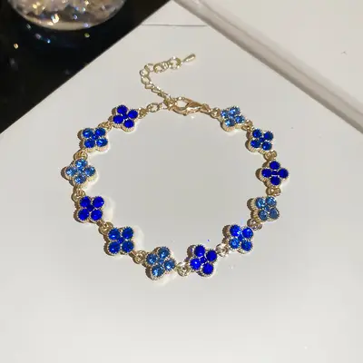 Strass-Glücksklee-Blüten-Armband, Vintage - 9
