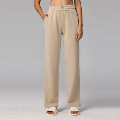 Kadın Modal Bol Paça Yoga Pantolonu, Yüksek Bel, Kumlu Yıkamalı, Uzun - 7
