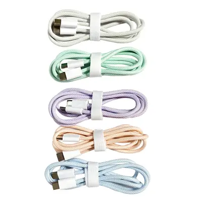 Apple 15 hızlı şarj kablosu PD veri kablosu C'den C'ye makaron örgülü cep telefonu şarj kablosu 60W/100W için uygun
