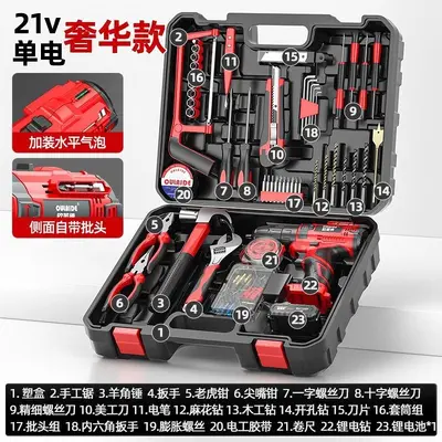 21V household tool set, drill and toolbox - 12