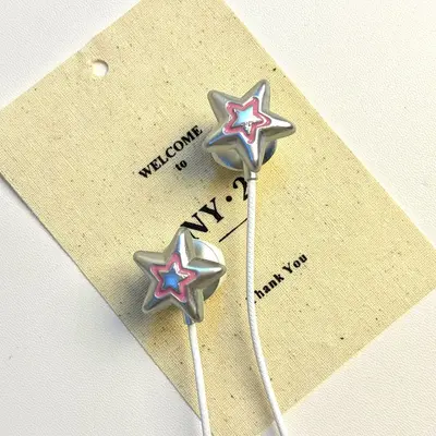 Самые продаваемые проводные наушники DIY в мятно-зелёном цвете со звёздами, в девичьем стиле, милые и эффектные, Type-C с микрофоном