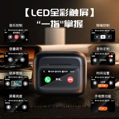 LCD intelligenter farbiger Bildschirm Touchscreen Noise-Cancelling Bluetooth-Kopfhörer In-Ear Bluetooth-Kopfhörer kabellos ANC+ENC neues exklusives Modell