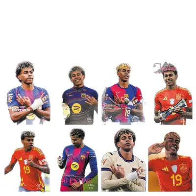 Messi HD dergi tarzı poster seti, 8 adet, yapışkanlı köşe bantlı