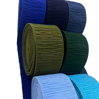 Renkli Naylon Kırışık Lastik Kuşak, Pantolon Belleri ve Plise Etekler İçin