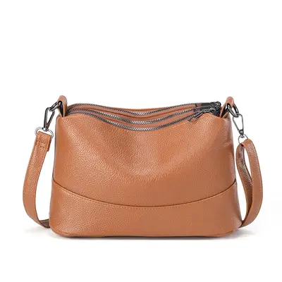Women's Crossbody Bag, Soft Leather, Multi-Layer Zipper, 2026 Style - 10