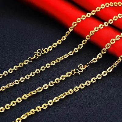 Vietnamesische Sandgold-Halskette 24 Karat für Frauen, langlebig, hochwertiges Nischenoberteil-Schlüsselbein-Kettenglieder, imitiertes Gold-Kettendesign