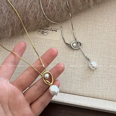 Perlenhänger lange Pullover-Kette, farbecht hochwertig