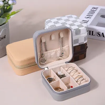 Tragbare Schmuckschatule, Geschenkbox, Schmuckbox, Verpackungsbox, Ohrringe, Ohrclips, Halsketten, Ringe, Schmuckschatule
