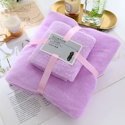 Mercan polar havlu banyo havlusu seti, yumuşak ve emici, hediye iki parçalı set, çift stili, ev kullanımı için emici ve hızlı kuruyan. - 11