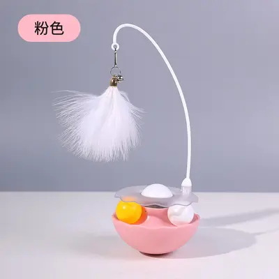 Roly-Poly Feather Bell Cat Toy with Washable Teaser Wand - 10