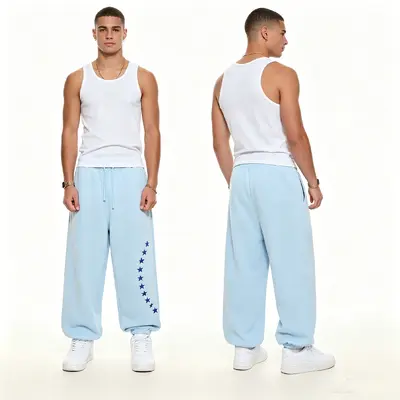Y2K Sterne-Print Elastische Lockere Hose, drei Farben, Sommer