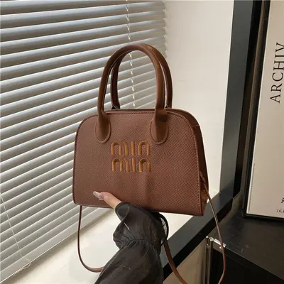 Women's Large Lettered Handbag with Shoulder and Crossbody Strap - 4