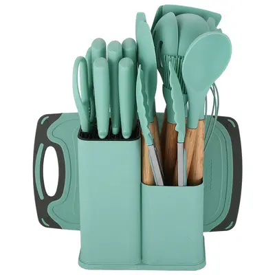Grenzüberschreitende Silikon-Küchenutensilien 19-teiliges Küchenset Antihaft-Silikon-Spatel Export Doppel-Messer-Set - 9