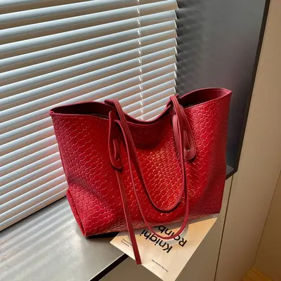 Kadın Örgü Tek Omuz Çanta, Büyük Hacimli Retro Tote Çanta - 11