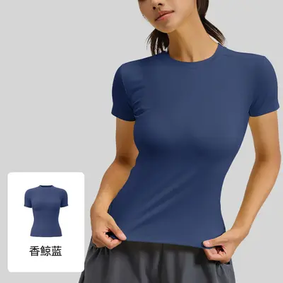 Women's Yoga and Running Top, Short Sleeve, Slim Fit, Quick-Dry - 12