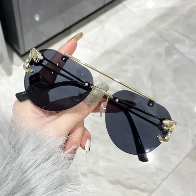 Men's Frameless Metal Sunglasses, UV Protection - 3