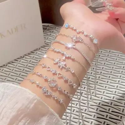 S925 sterling silver moonstone seven star bracelet elegant