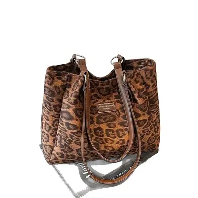 Retro Leopard Print Large-Capacity Women's Shoulder Bag - 5