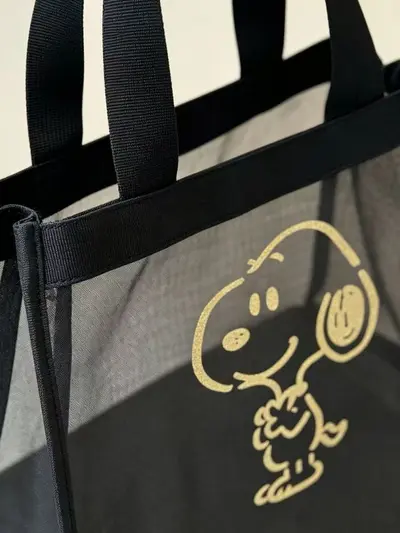 Snoopy Ağ Kumaş Taşınabilir Büyük Kapasiteli Şeffaf Ağ Basit Tasarım Günlük Çıkışlar Alışveriş Eşyaları İçin