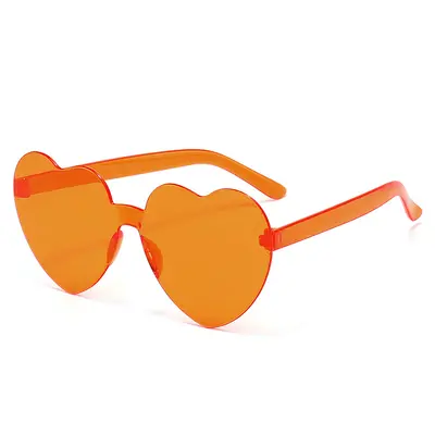 Herzförmige Bonbonfarben-Sonnenbrille, rahmenlos, einteilige Linse, Partymodell - 9