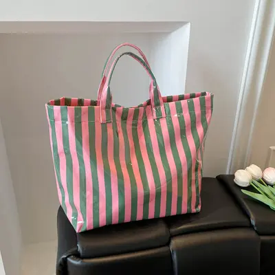 PVC Striped Large Capacity Women's Tote Bag, Waterproof, Portable Single Shoulder - 10