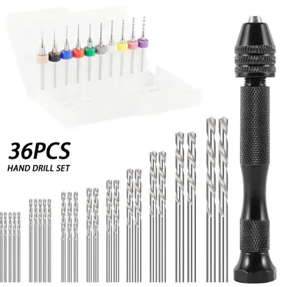 AliExpress TEMU sınır ötesi tedarik siyah mini alüminyum alaşımlı el matkabı 21 adet el büküm matkap seti el yapımı matkap ucu - 9