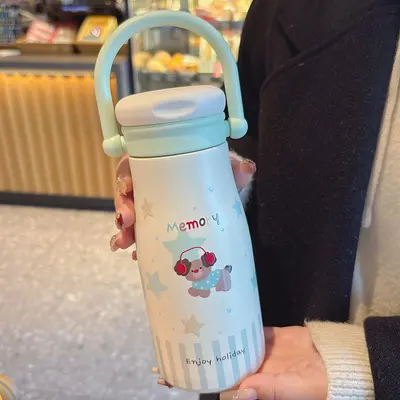 Cartoon Stainless Steel Insulated Straw Cup, Large Capacity - 9