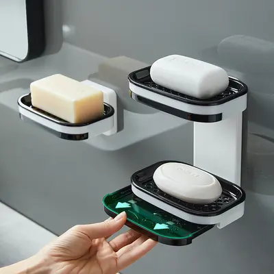 Hole-Free Double-Layer Soap Dish with Drainage for Bathroom - 3