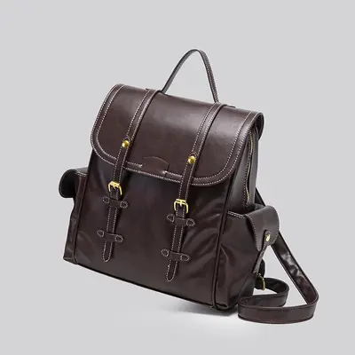 Women's Retro Preppy Backpack, Large Capacity Student Bag - 4