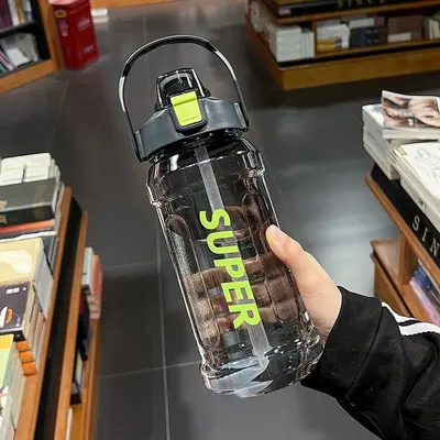 Große Kapazität Sporttrinkflasche 2 Liter Trend-Pipettenglas mit Skalierung tragbares einfaches auslaufsicheres stoßfestes Wasser-Trinkgefäß - 7