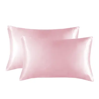 Solid Color Imitation Silk Satin Pillowcase, Envelope Style - 9