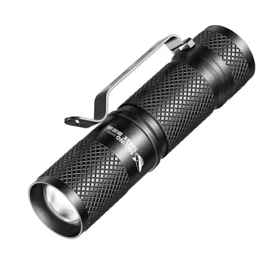Smile Shark Aluminum Alloy Mini Flashlight, Telescopic Focus, Pen Clip
