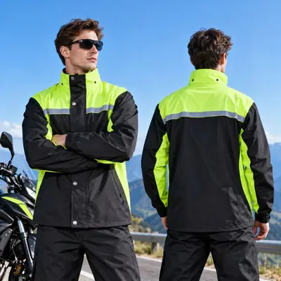 Großhandel zweiteiliger Regenmantel für Erwachsene, ganzkörperiger Regenschutz gegen Starkregen, Regenanzug für Herren und Damen, Motorrad-Outdoor-Lieferdienst-Regenmantelsatz - 13