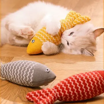 Simulated Fish Cat Toy, Catnip, Burlap Plush Fish Doll