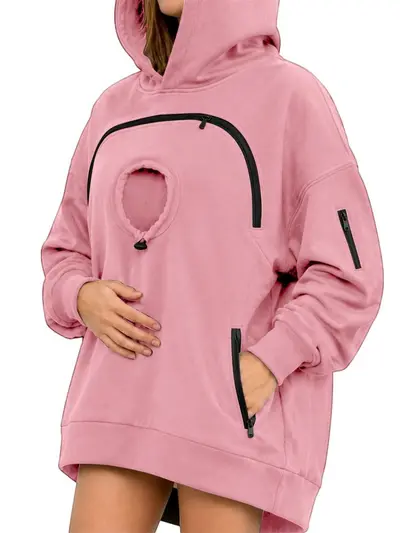 Women's Hooded Zip-Up Fleece-Lined Sweatshirt with Pocket - 5