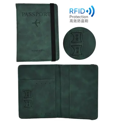 跨境现货护照夹定制pu皮革多功能卡位收纳证件包绑带旅行夹印logo