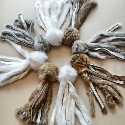 Real Rabbit Fur Octopus Cat Toy with Catnip, Handmade, Chew-Resistant - 5