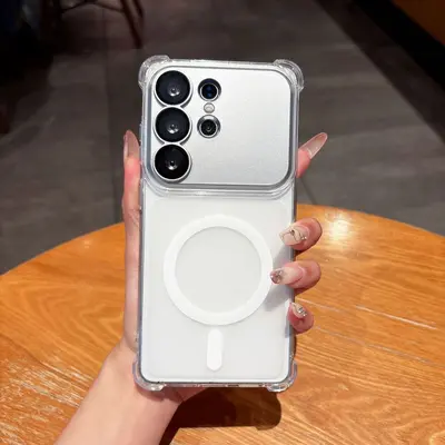 Samsung S26 Ultra ve S25 Ultra için dört köşeli manyetik telefon kılıfı, şeffaf - 7